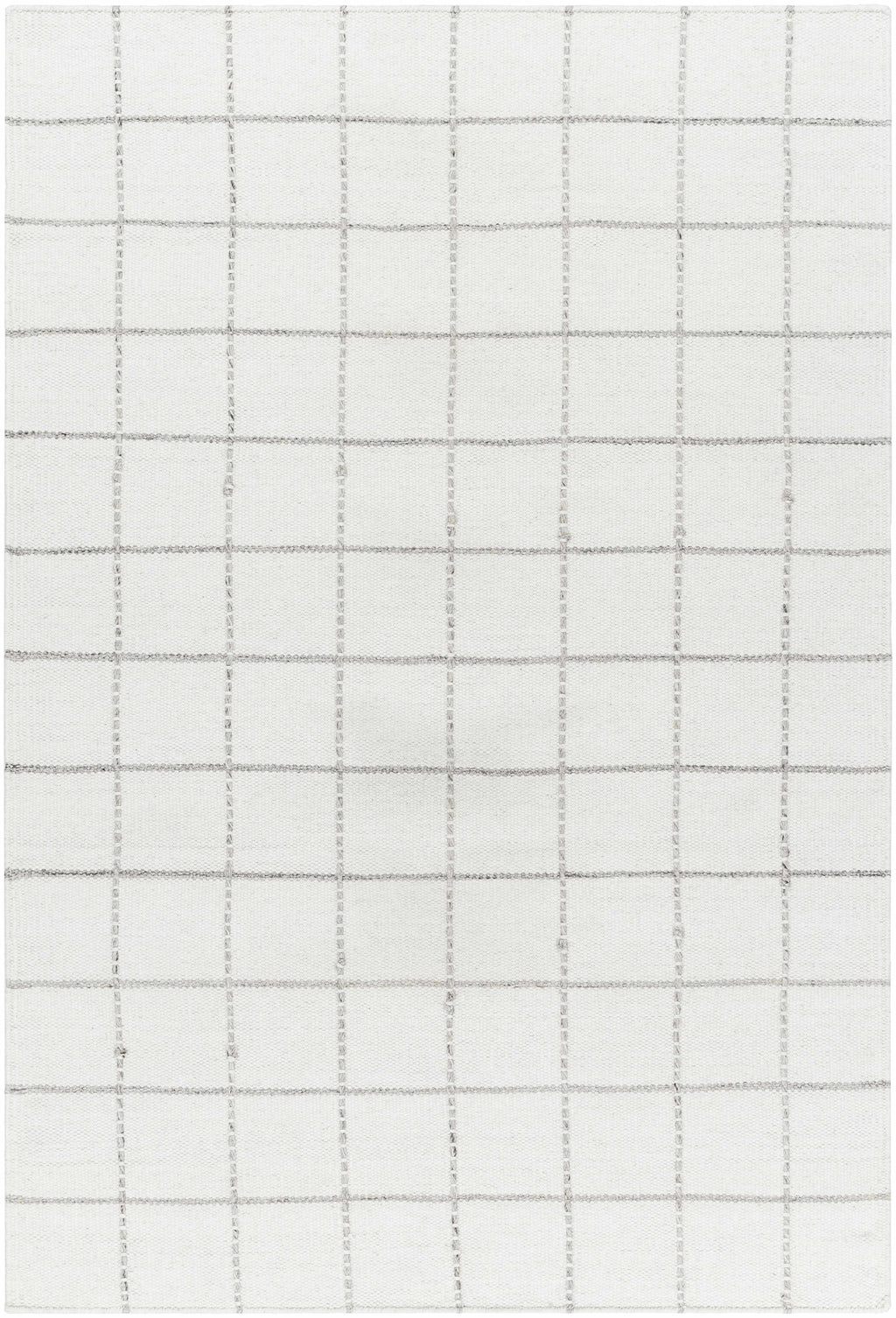 Nissa White Gray Checkered Wool Rug
