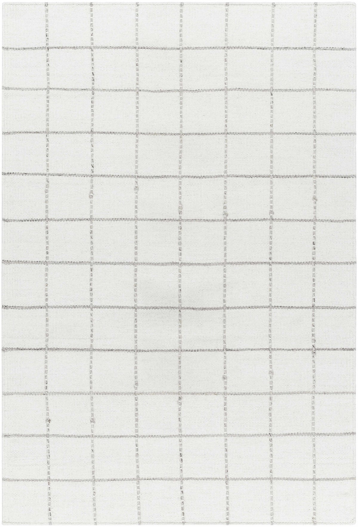 Nissa White Gray Checkered Wool Rug