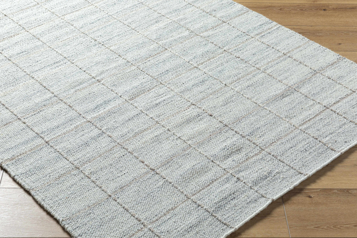 Nissa Light Gray Checkered Wool Rug