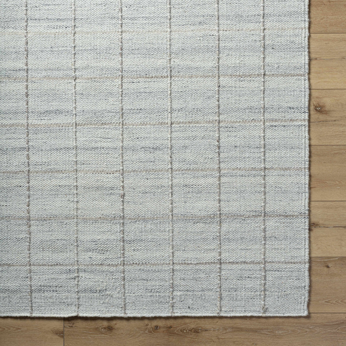 Nissa Light Gray Checkered Wool Rug