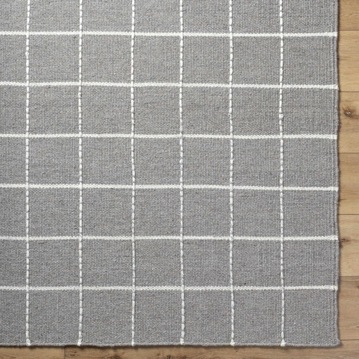 Nissa Gray Checkered Wool Rug