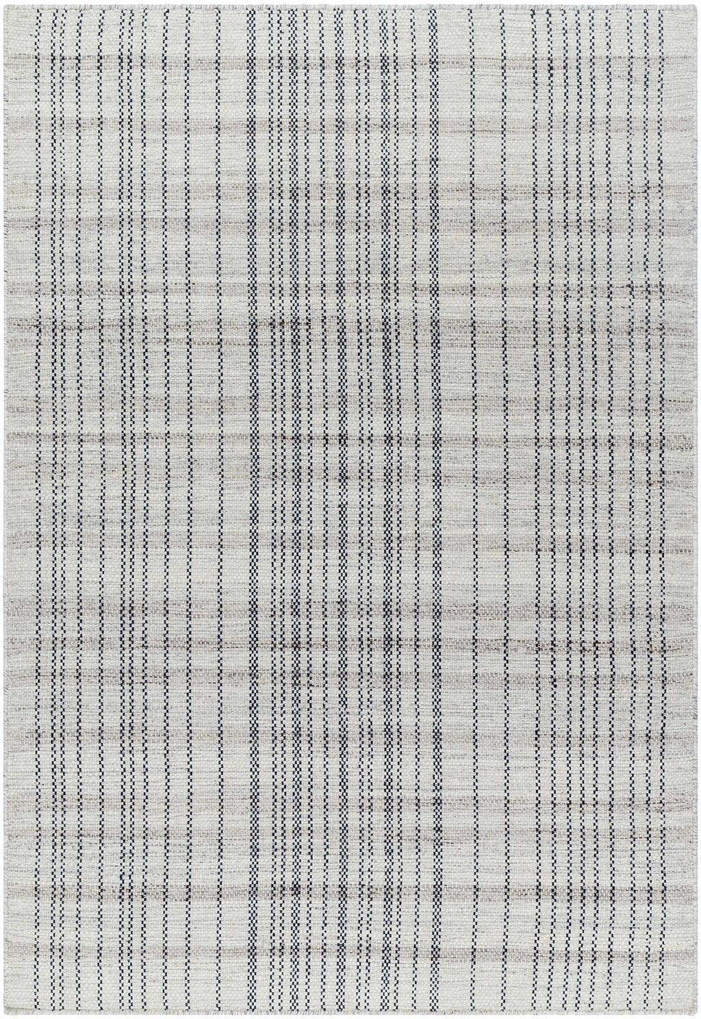 Nissa Gray Blue Checkered Wool Rug - Clearance