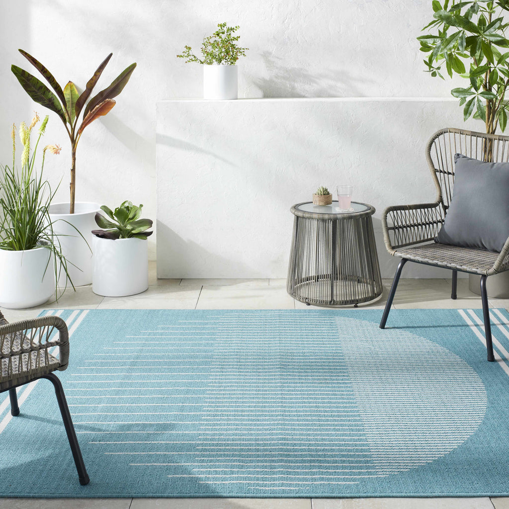 Nabil Aqua Outdoor Area Rug - Clearance