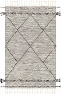 Neal Black/Cream Trellis Cotton Rug with Tassels - Clearance
