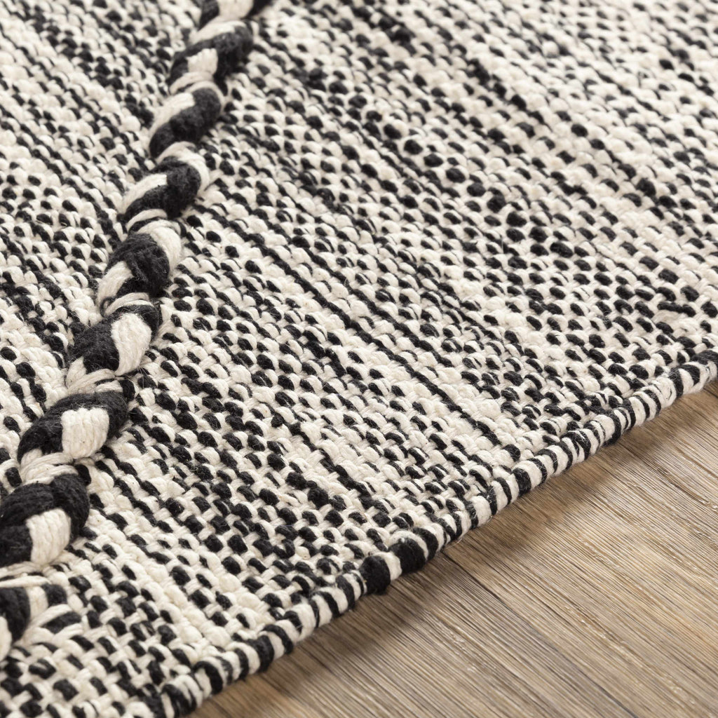 Neal Black/Cream Trellis Cotton Rug with Tassels - Clearance