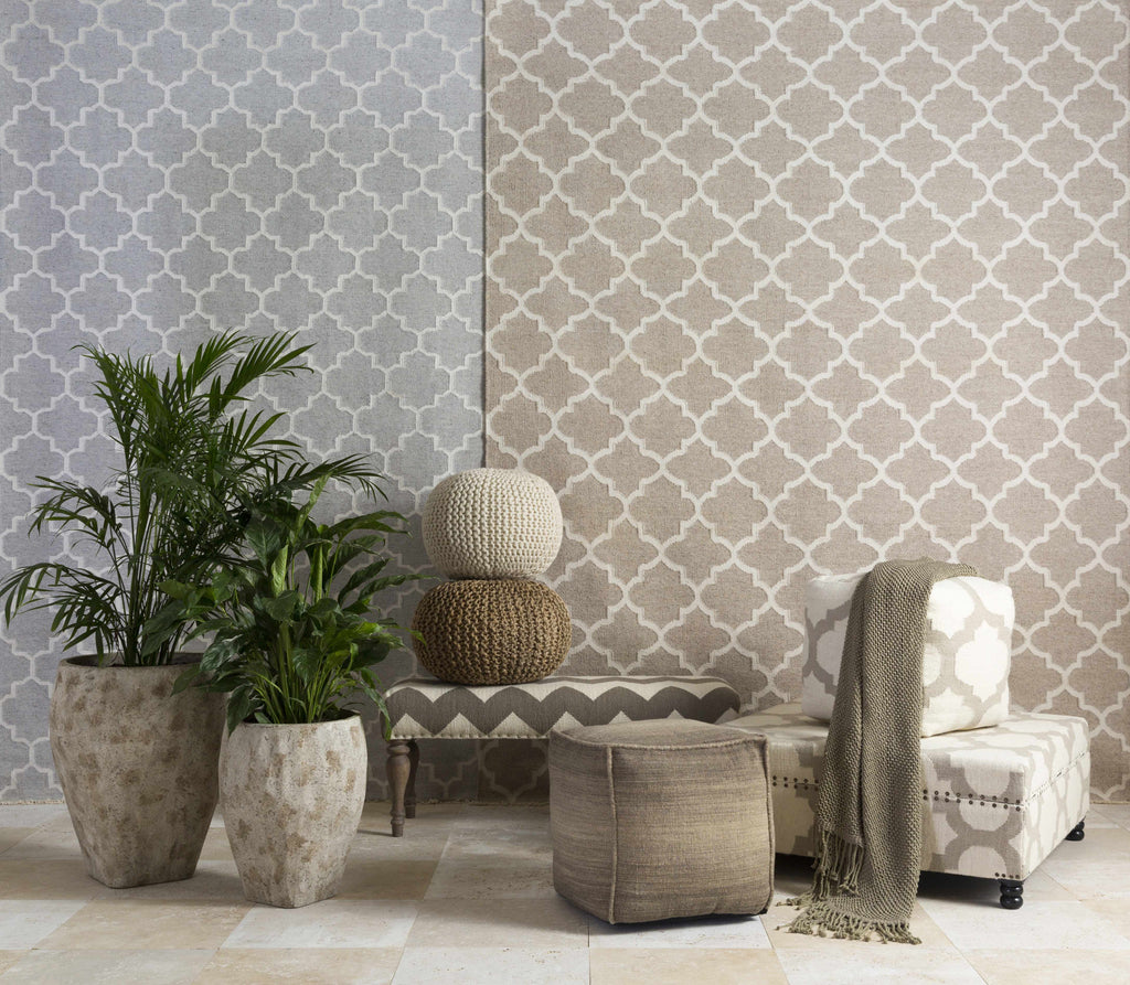 Cardin Charcoal Trellis Wool&Viscose Rug - Clearance