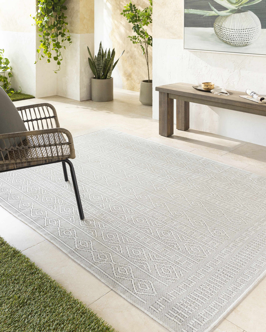 Nuela Light Gray Outdoor Area Rug - Clearance