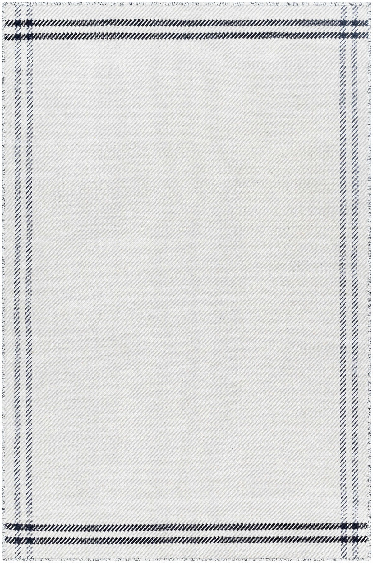 Nimue Cream & Blue Bordered Area Rug - Clearance