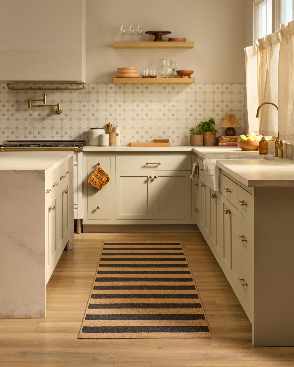 Nolan Bold Stripe Natural & Black Performance Weave Rug