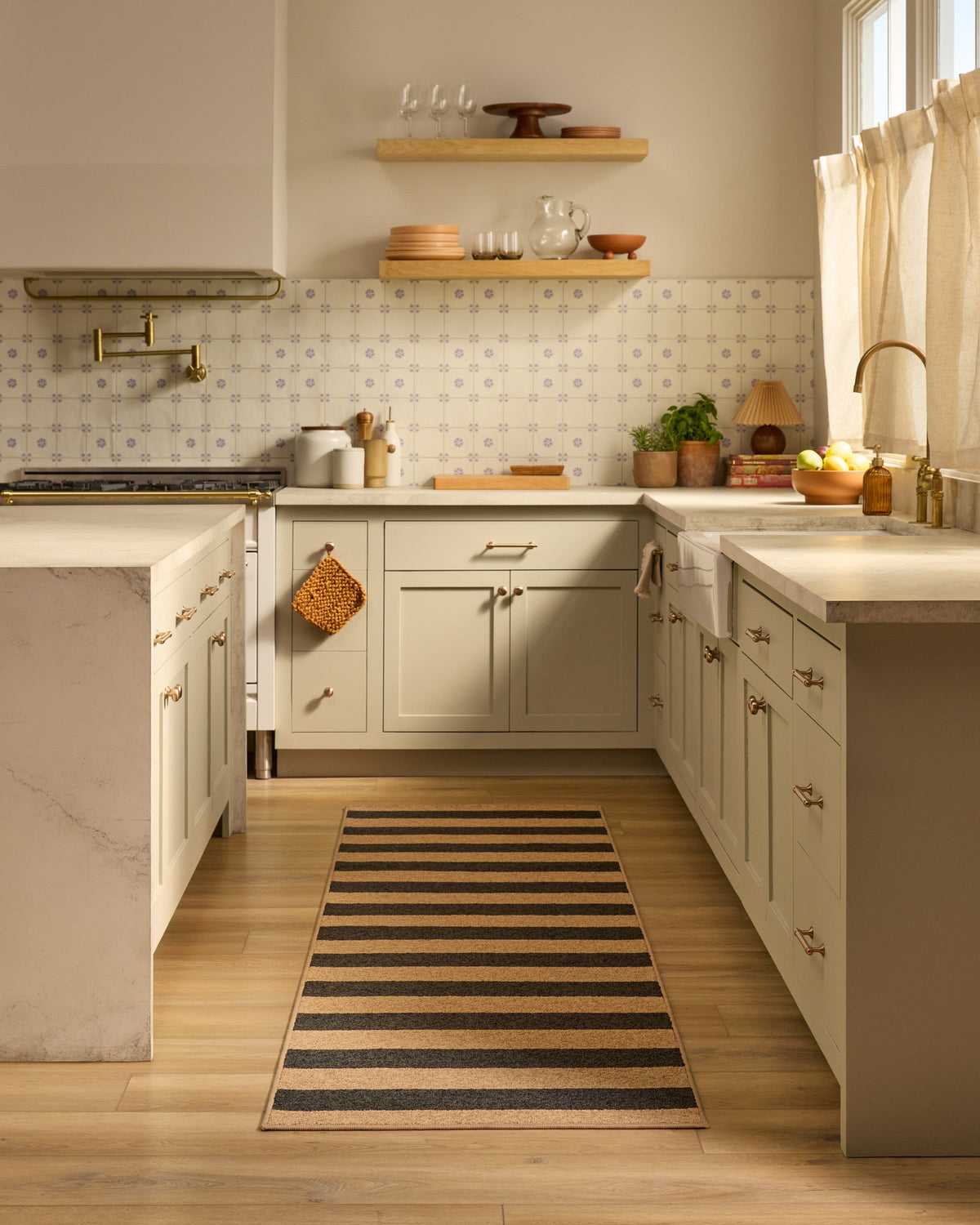 Nolan Bold Stripe Natural & Black Performance Weave Rug