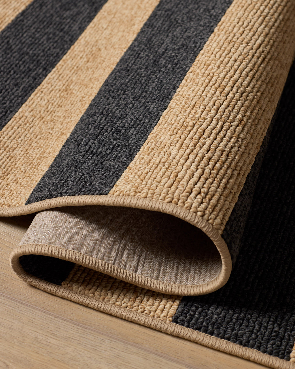Nolan Bold Stripe Natural & Black Performance Weave Rug