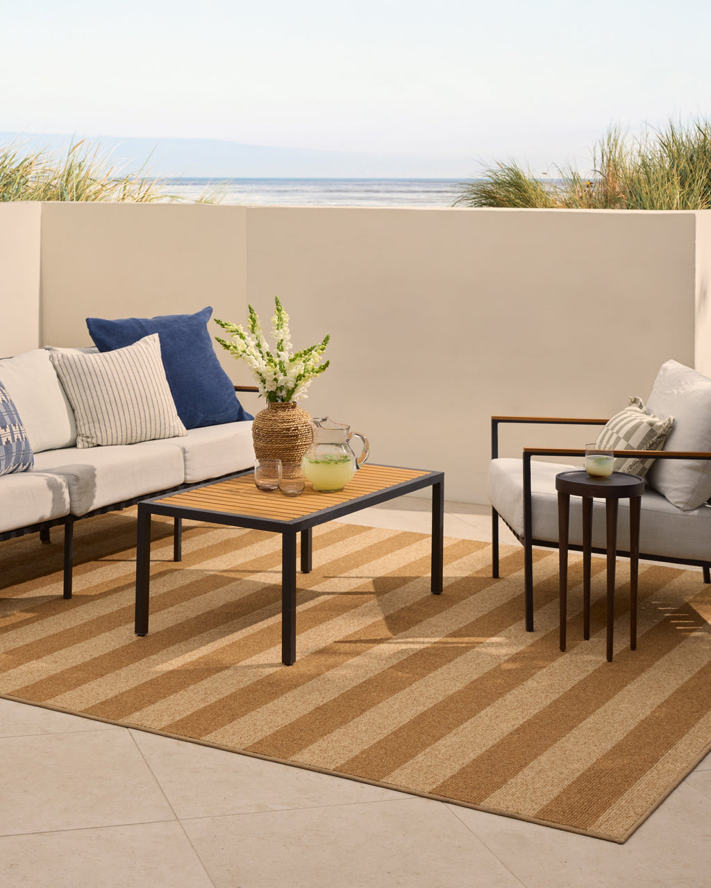 Nolan Bold Stripe Natural & Dark Natural Performance Weave Rug
