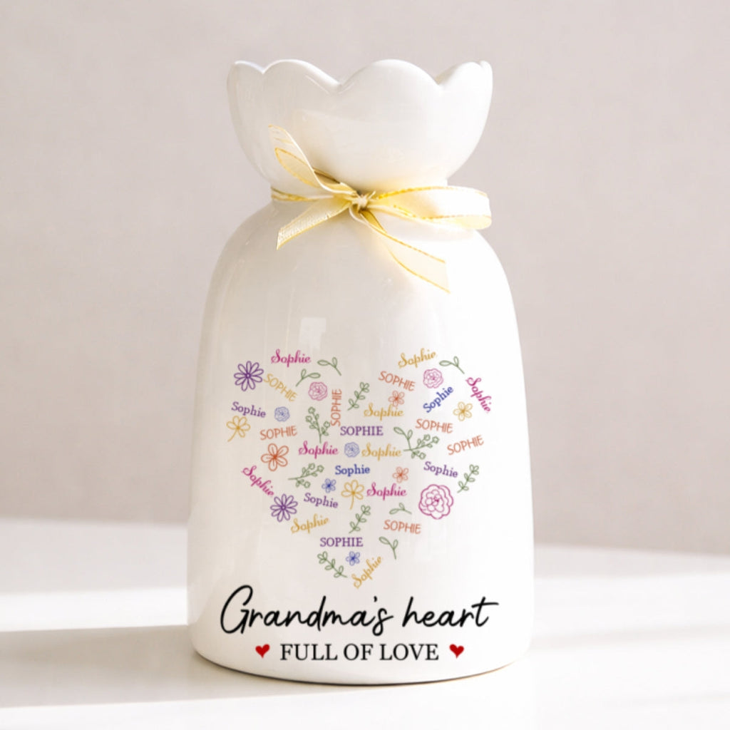 A Heart Full Of Love - Personalized Ribbon Tie Flower Vase