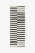 Offset Stripe Black Outdoor Rug