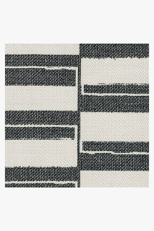 Offset Stripe Black Outdoor Rug