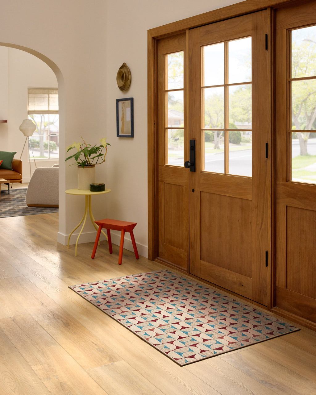 Orana Red & Light Blue Rug