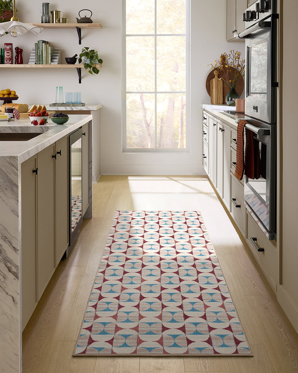 Orana Red & Light Blue Flatwoven Rug