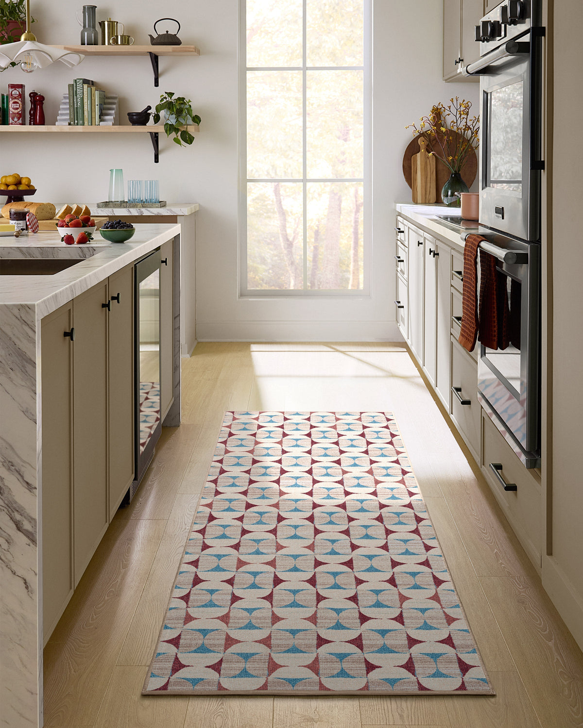 Orana Red & Light Blue Flatwoven Rug