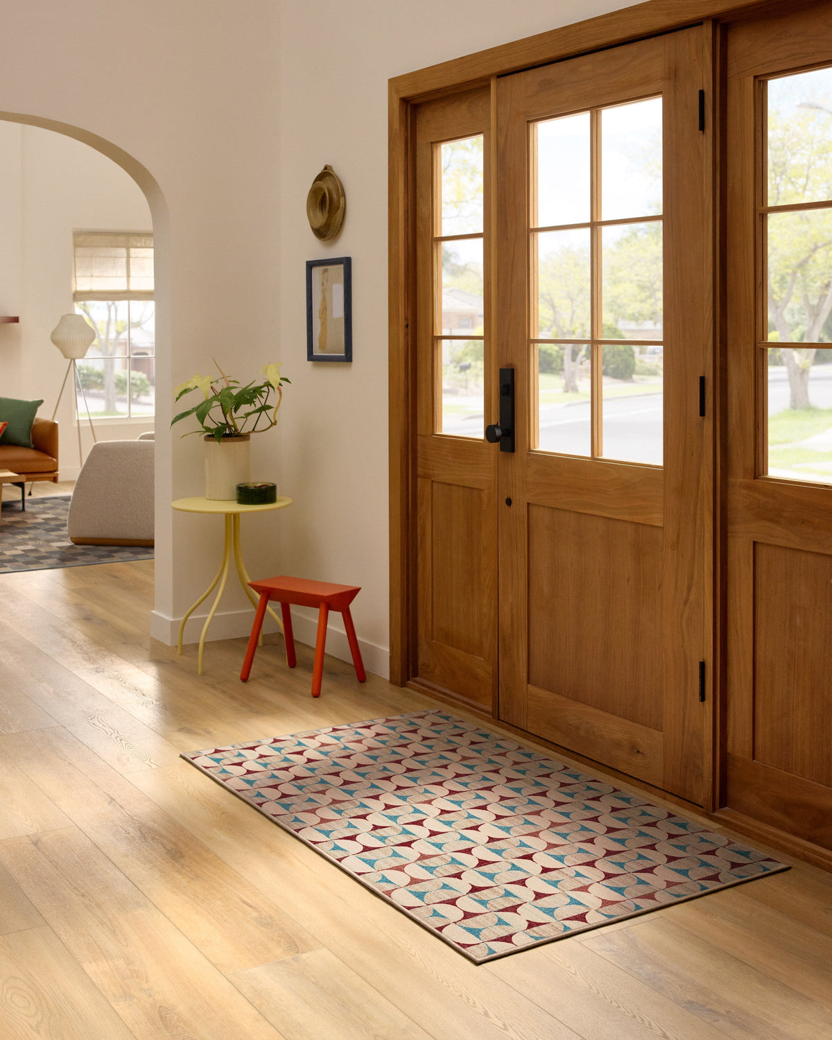 Orana Red & Light Blue Flatwoven Rug