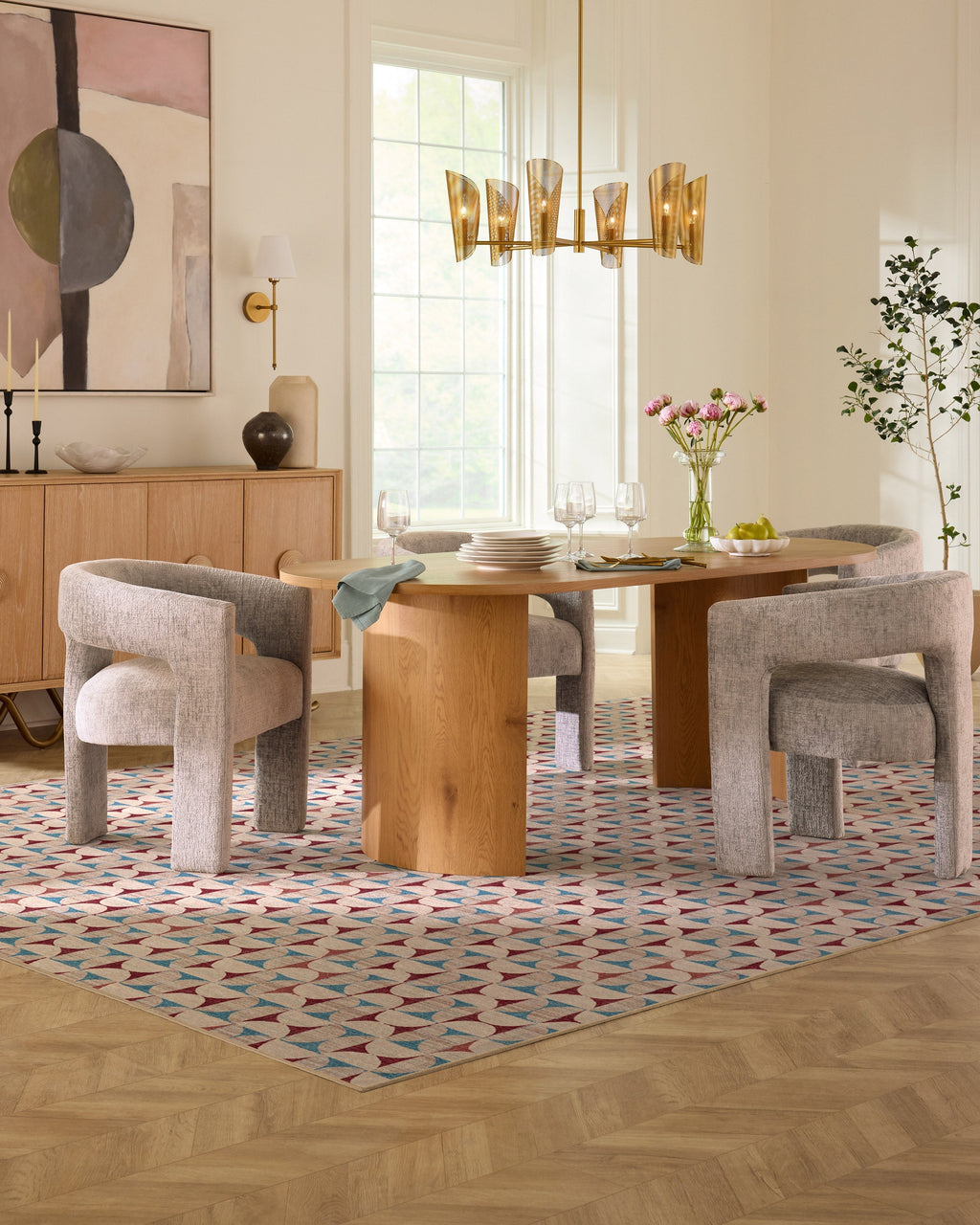 Orana Red & Light Blue Flatwoven Rug