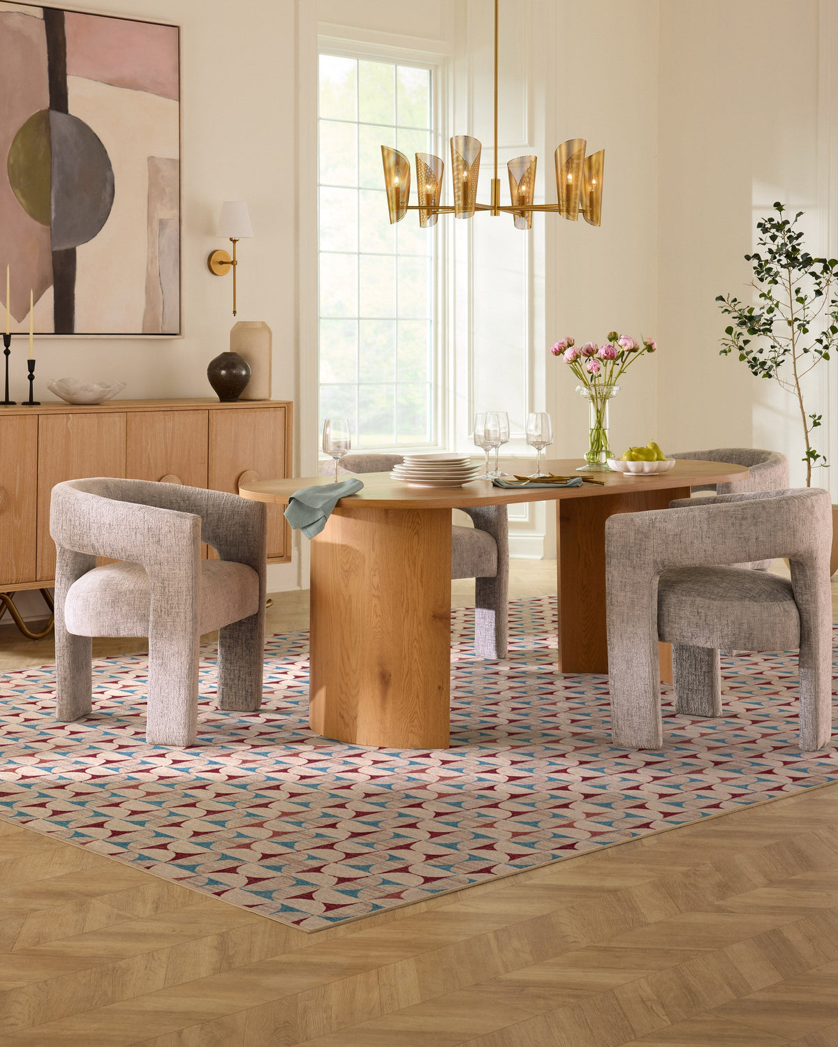 Orana Red & Light Blue Flatwoven Rug