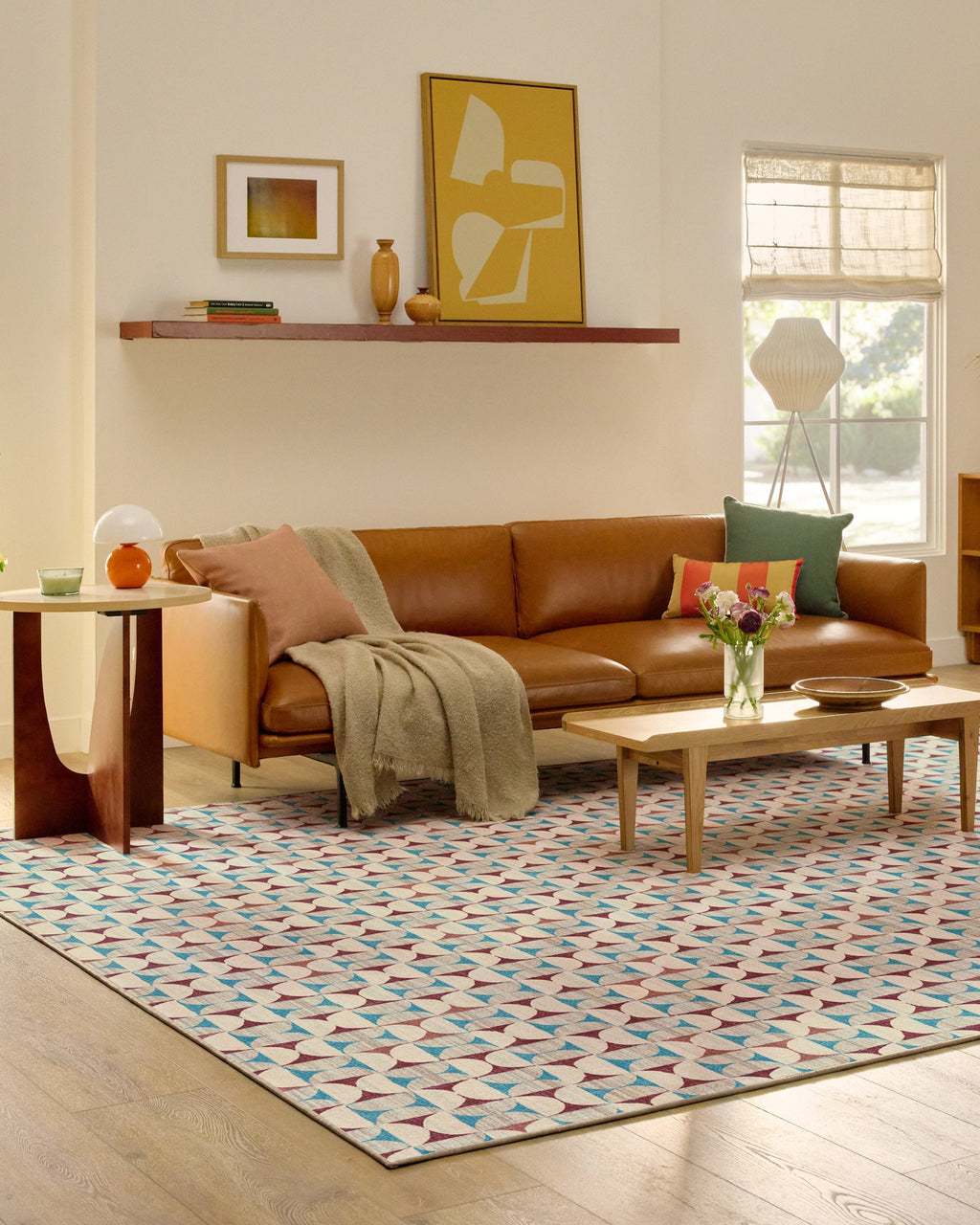 Orana Red & Light Blue Flatwoven Rug