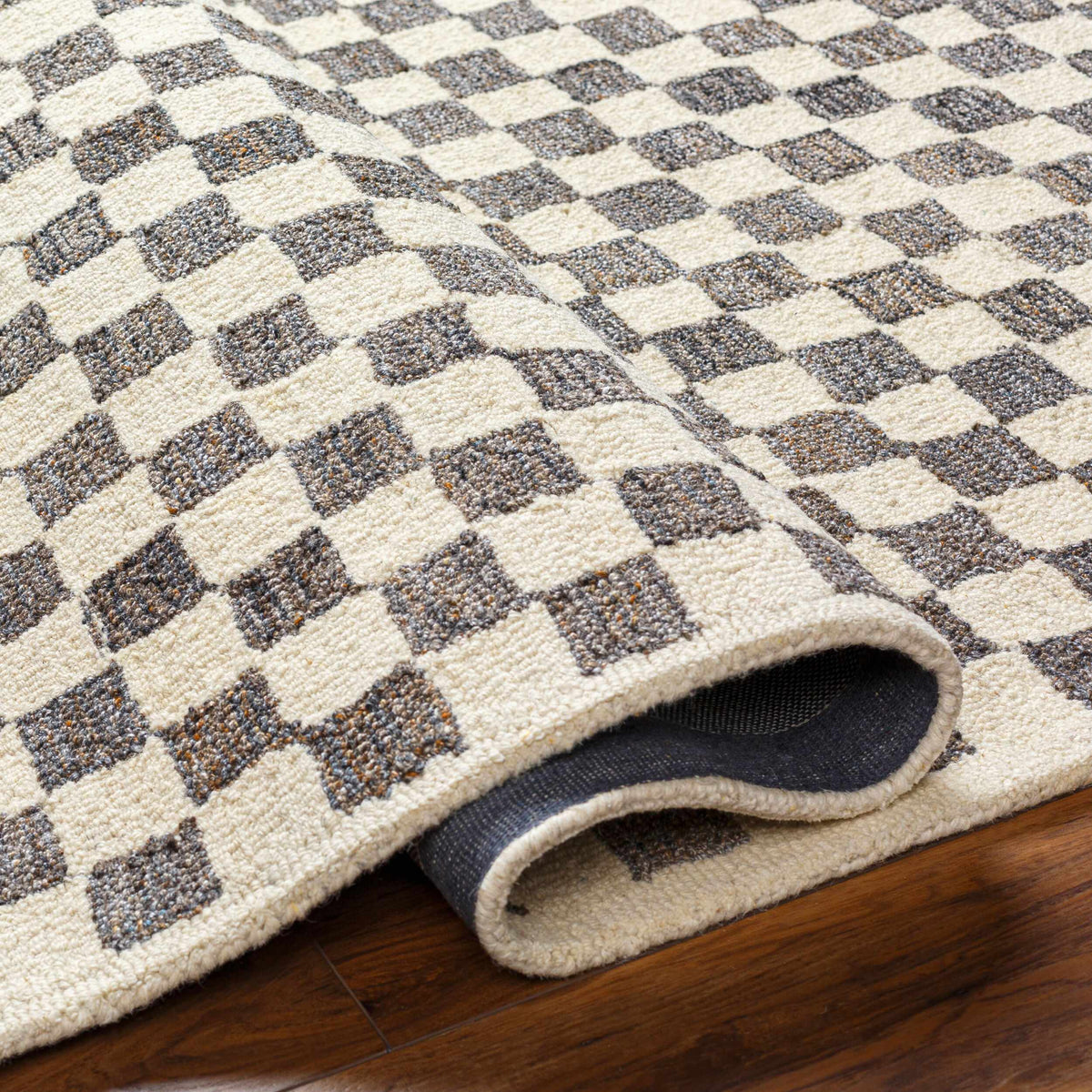 Halen Taupe Checkered Area Rug
