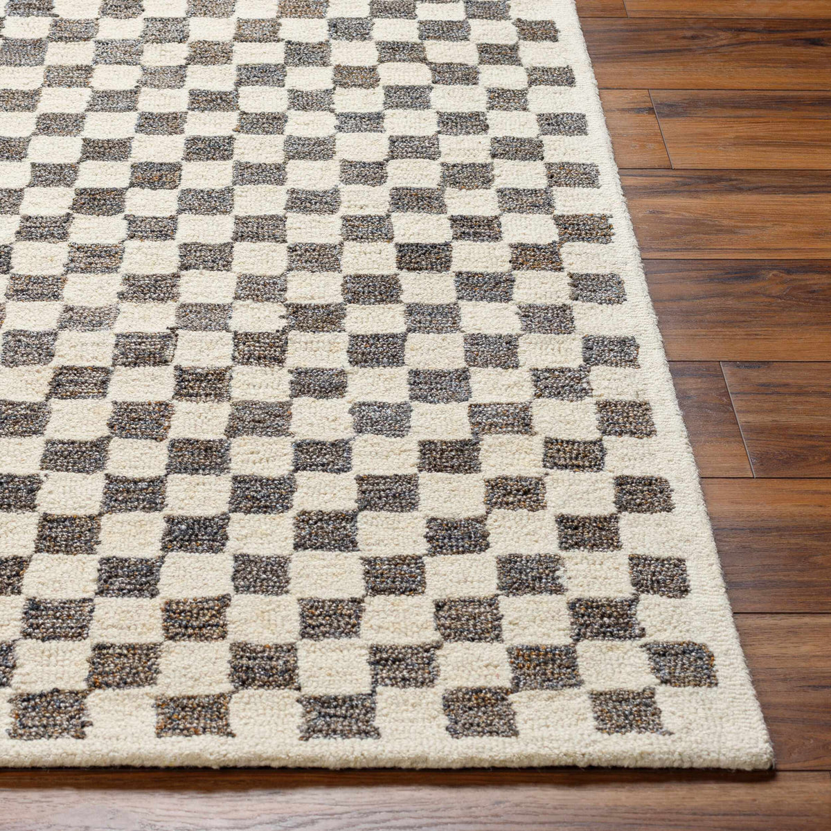 Halen Taupe Checkered Area Rug