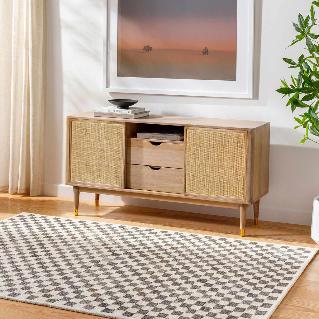 Halen Taupe Checkered Area Rug