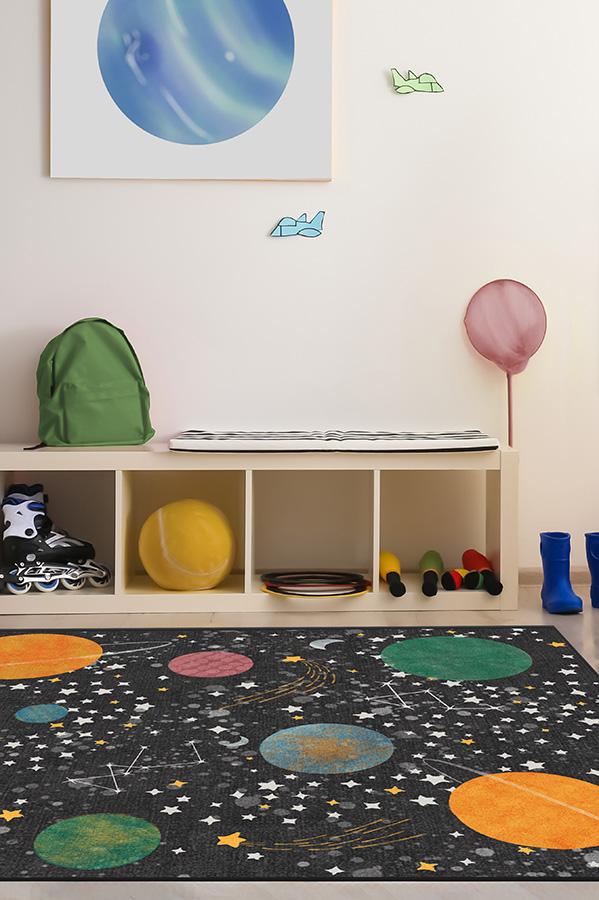 Outer Space Black Flatwoven Rug
