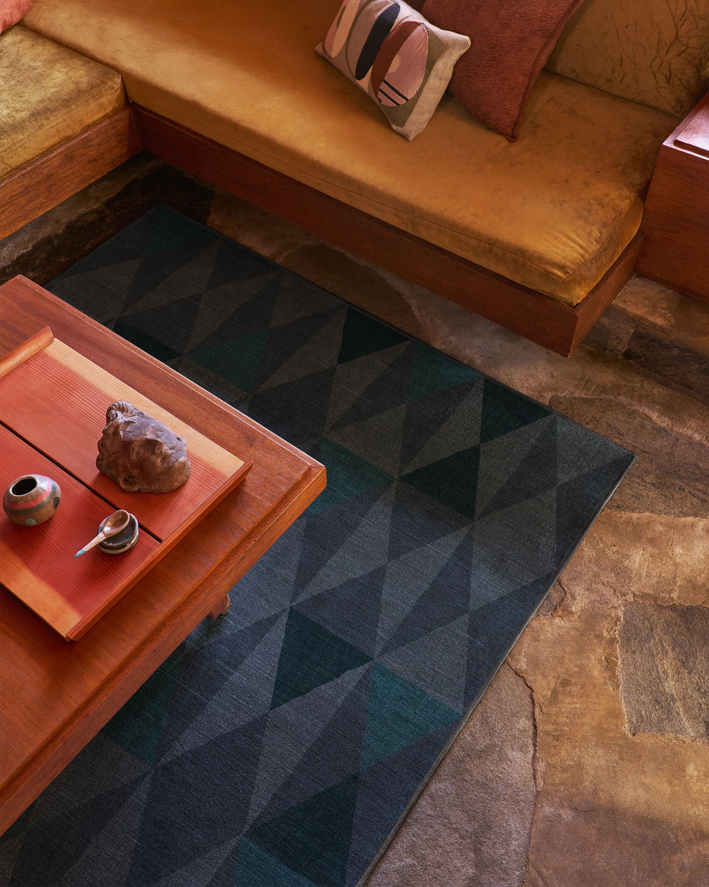 Pennant Blue Flatwoven Rug by Jonathan Adler
