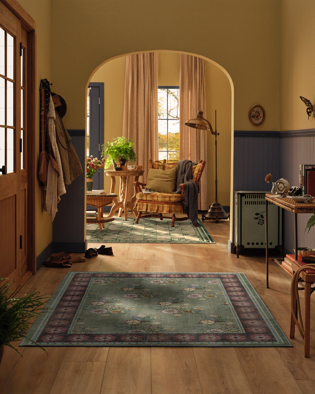 Pennywood Green & Pink Rug