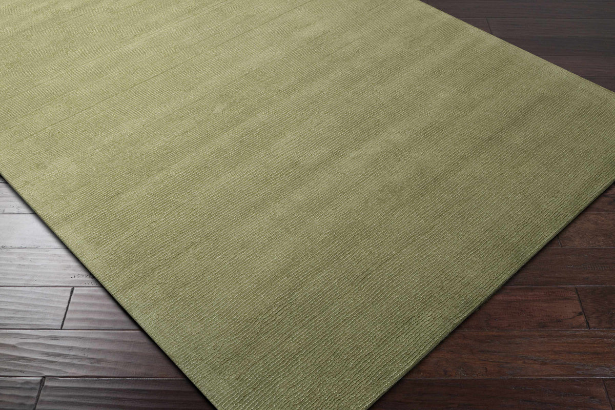 Brockton Solid Green Hand Loomed Wool Area Rug
