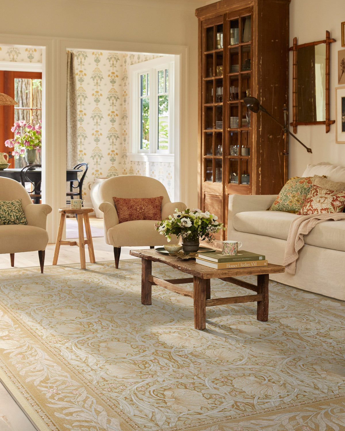 Pimpernel Light Ochre Flatwoven Rug by Morris & Co.