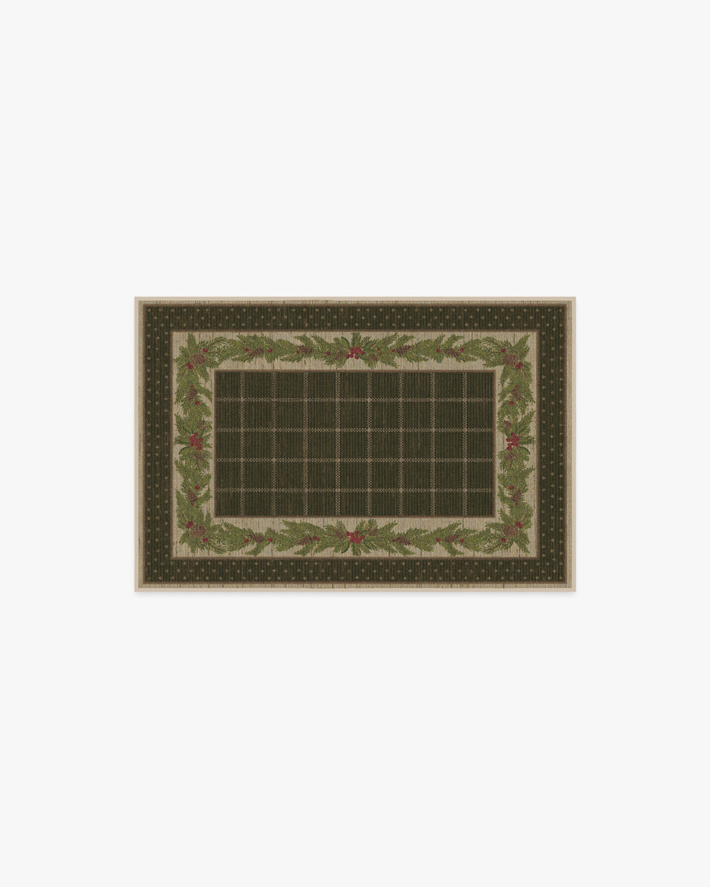 Pine Border Dark Olive Rug