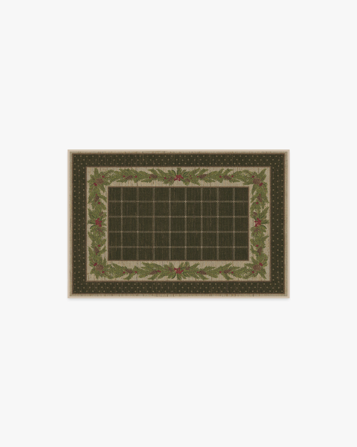Pine Border Dark Olive Rug