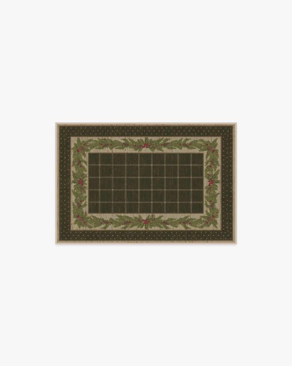 Pine Border Dark Olive Flatwoven Rug