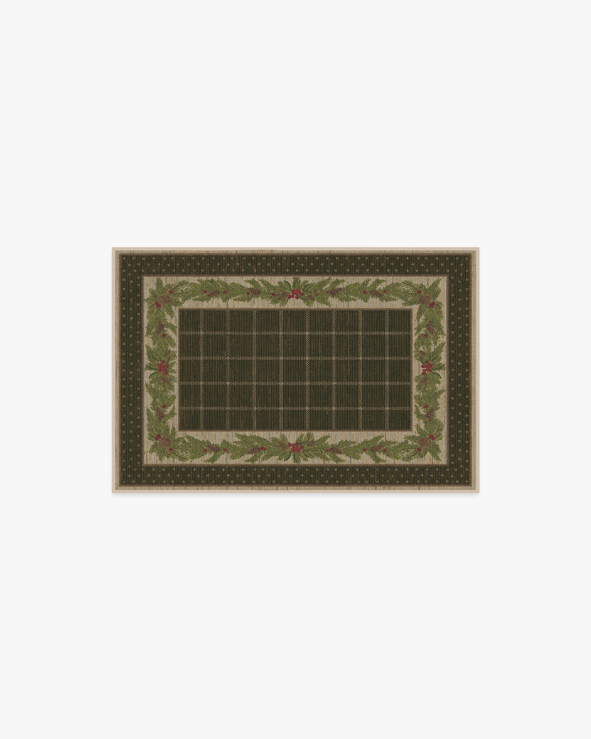 Pine Border Dark Olive Flatwoven Rug