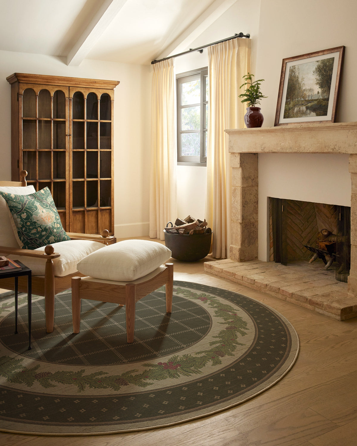 Pine Border Dark Olive Flatwoven Rug