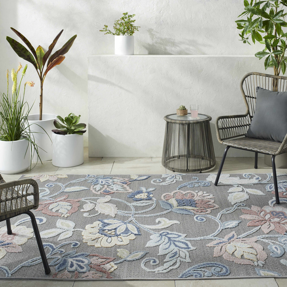 Piers Gray Outdoor Area Rug - Clearance