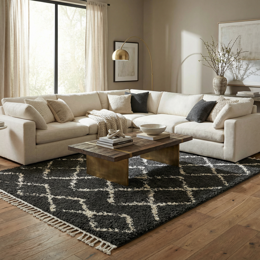Wallagrass Black Moroccan Shag Rug - Clearance