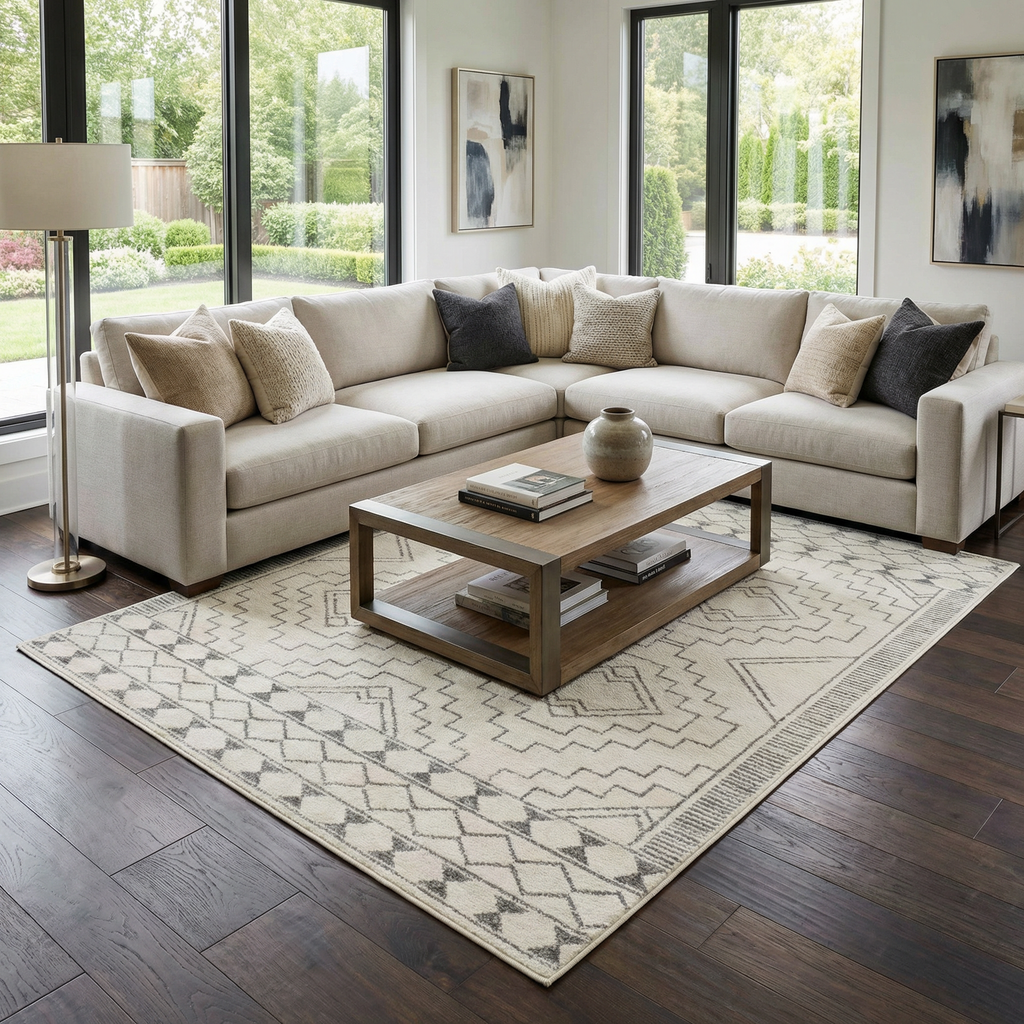 KMRSH-4614 Ivory Tribal Carpet - Clearance