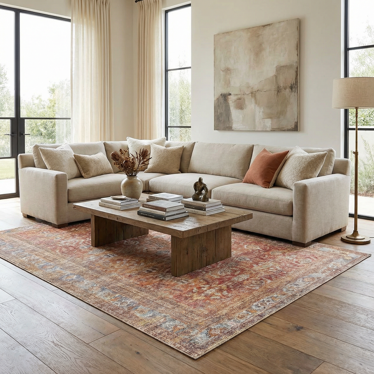 Anshu Peach Washable Area Rug - Clearance