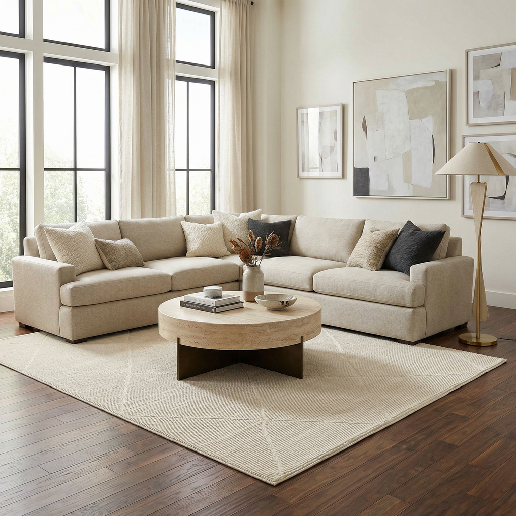 Aldis Cream Plush Textured Washable Rug