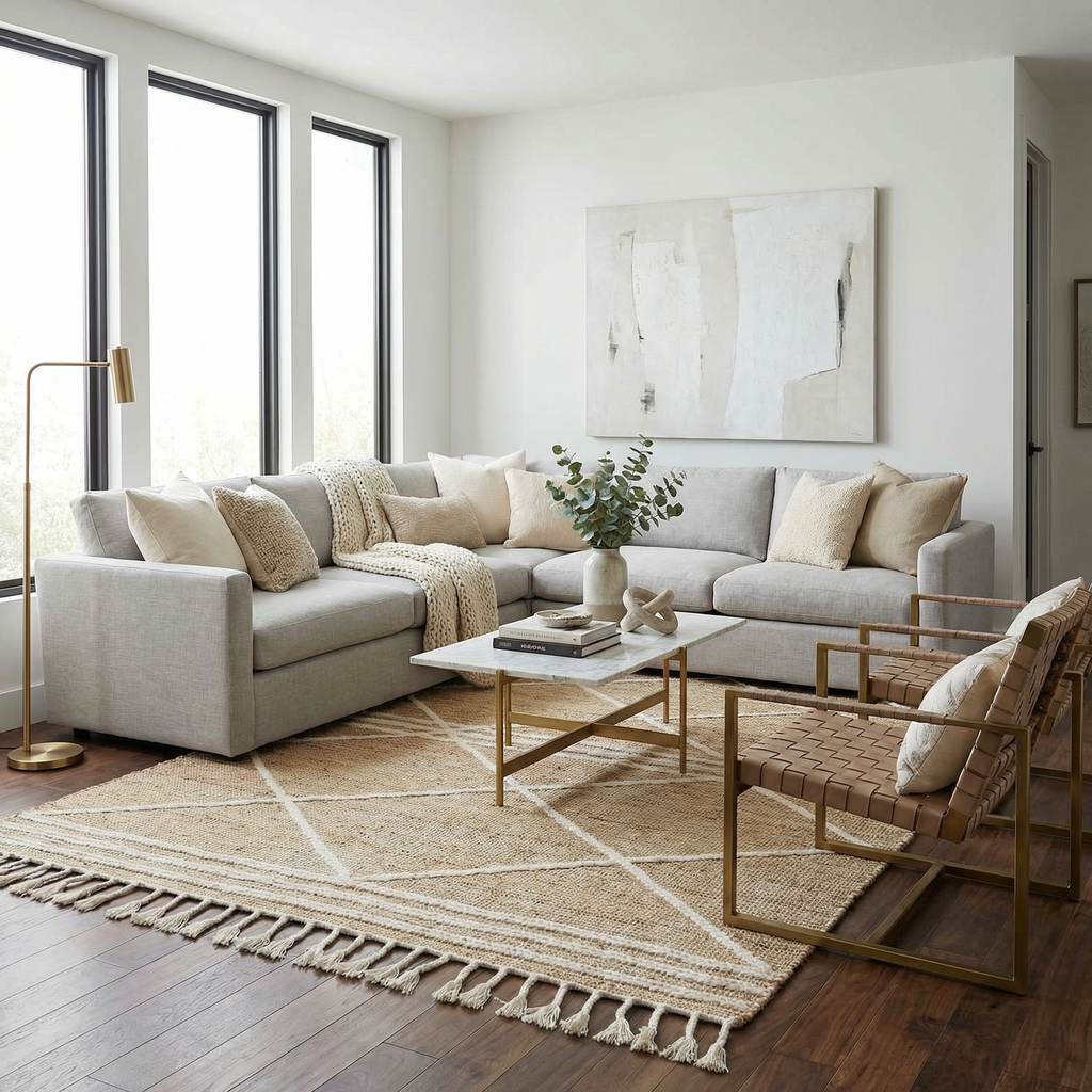 Gulnur Natural Jute&Wool Trellis Rug - Clearance