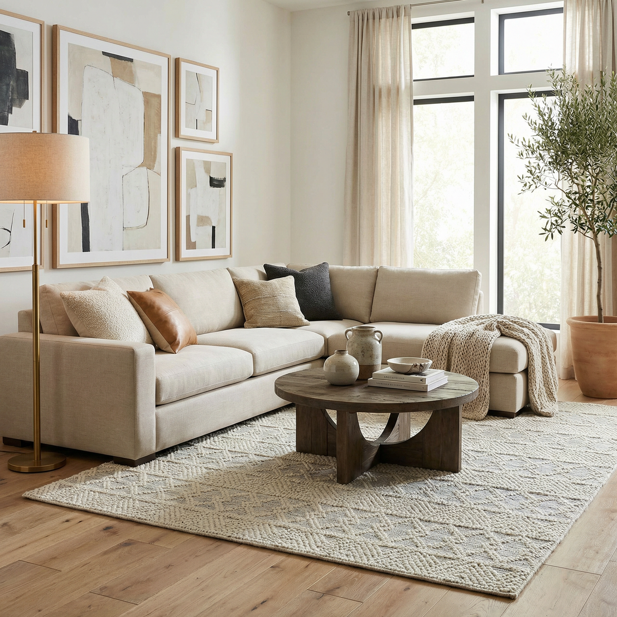 Ginter Handmade Beige Wool Rug - Clearance