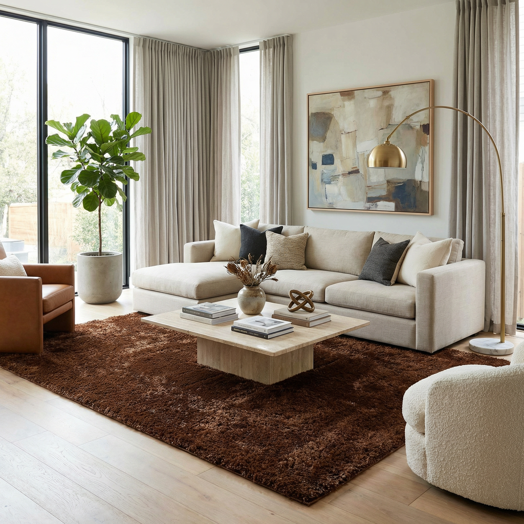 Heavenly Solid Brown Plush Rug - Clearance