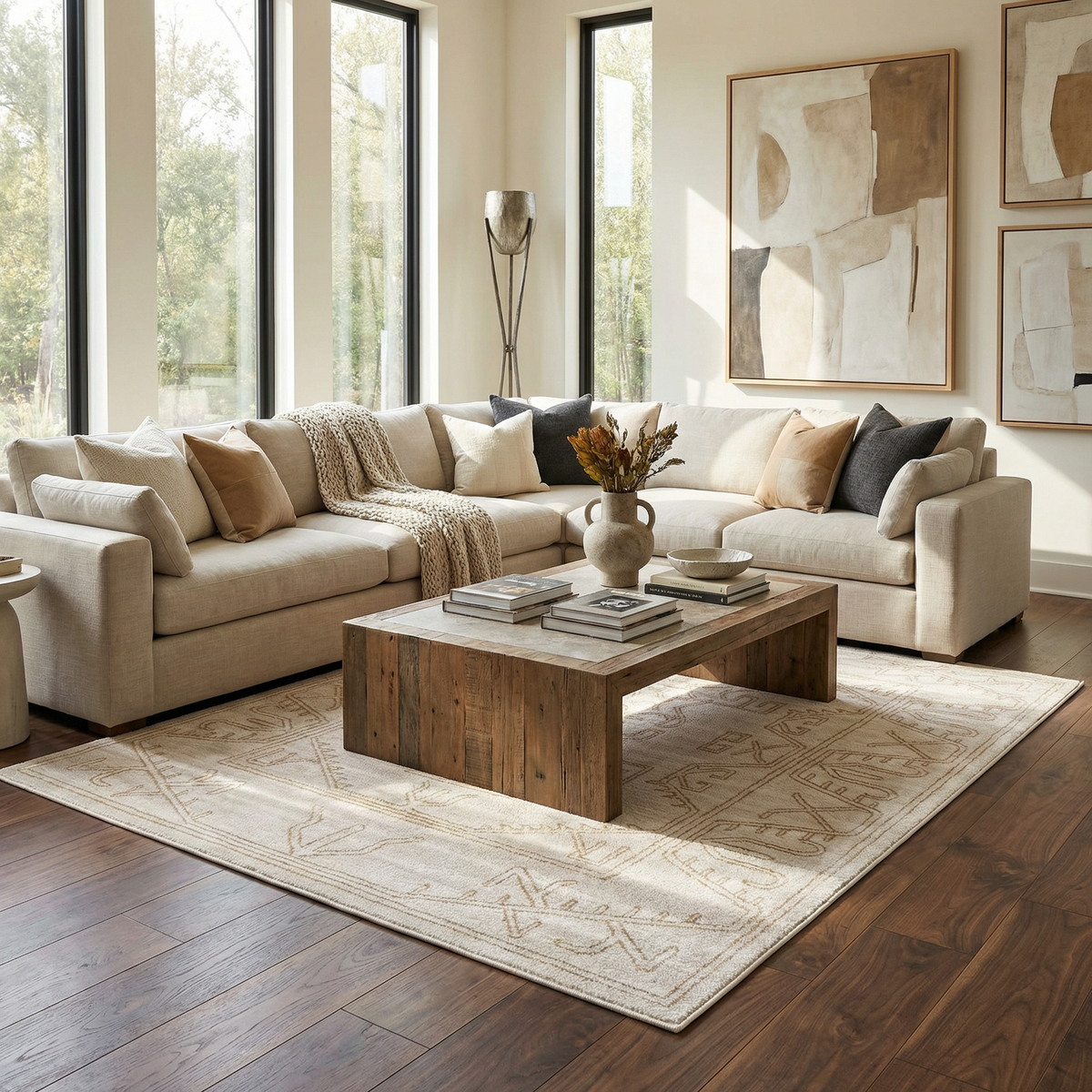 Divya Cream & Gold Area Rug - Clearance