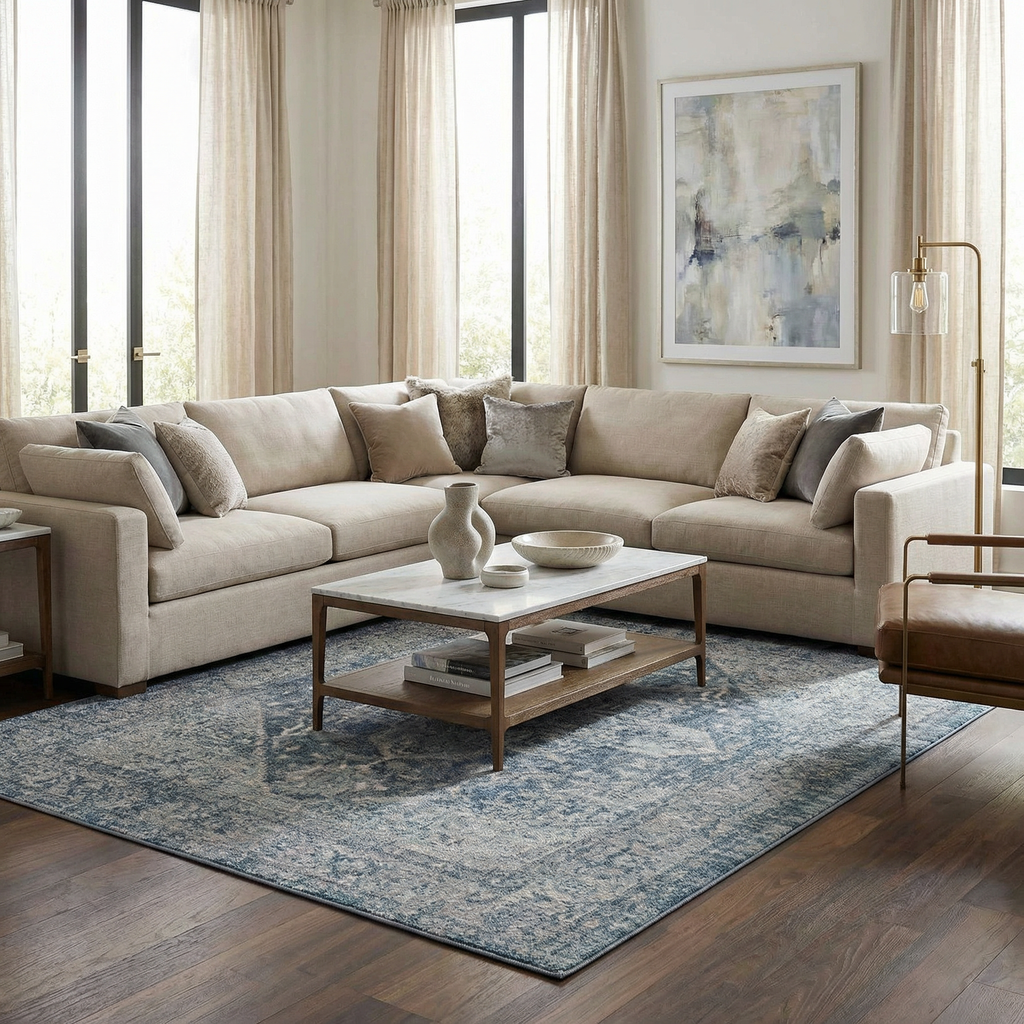 Peeta Blue Medallion Area Rug - Clearance