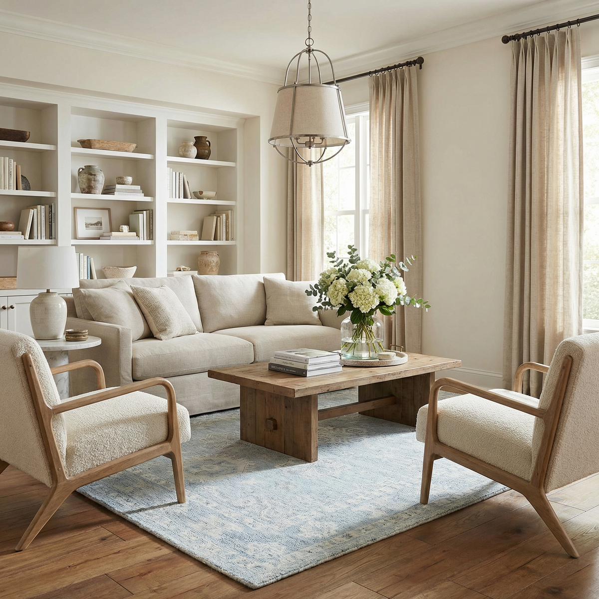 Calderbank Sky Blue Wool-Blend Area Rug